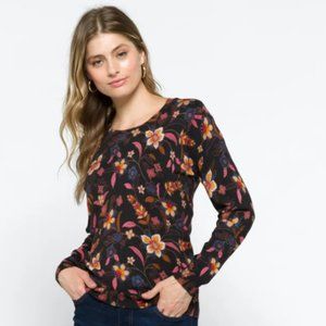 Daniel Rainn Lyna Crew Neck Dark Floral Sweater